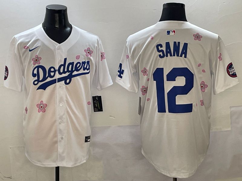Men Los Angeles Dodgers #12 Sana White Sakura Edition 2025 Nike MLB Jersey style 1->los angeles dodgers->MLB Jersey
